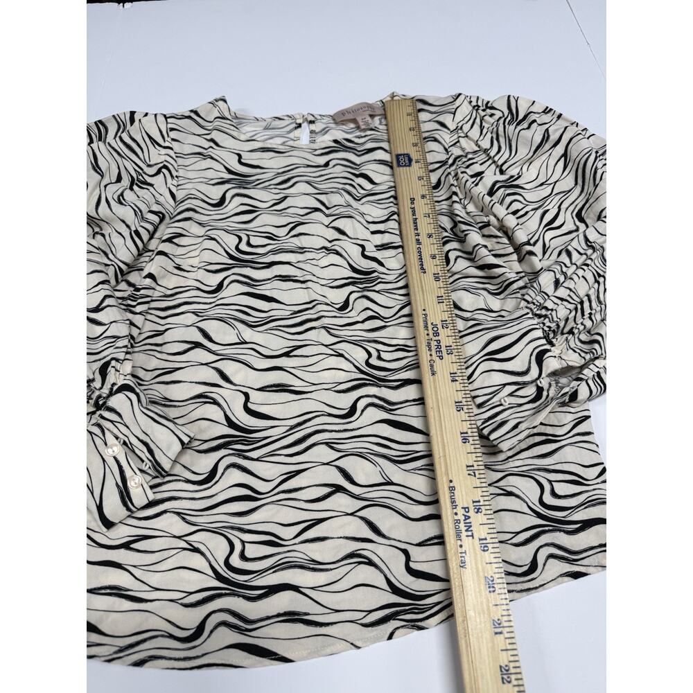 Philosophy Woman White Printed Relaxed Top Blouse Size S/P - Picture 2 of 7